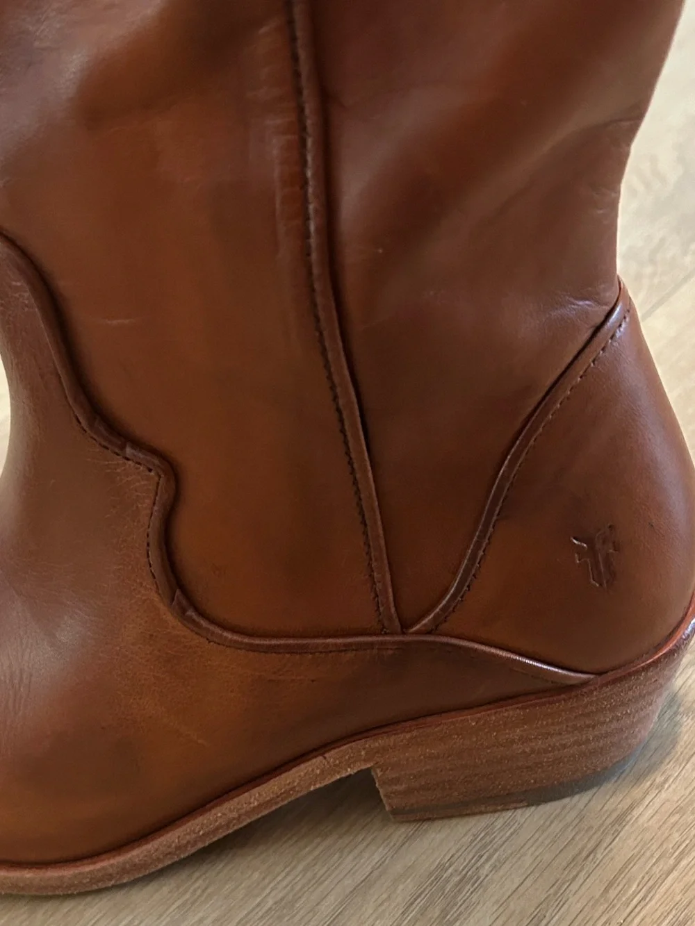 Frye Carson Piping Carmel Leather Tall Knee High Boots, size 6.5, NWT NO BOX